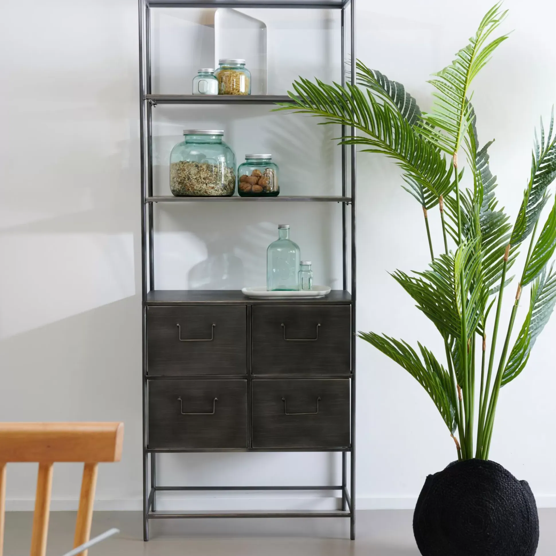 Pharma Estanteria De Pared Con 4 Cajones Negro