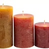Rustic Velas Juego De 3 Verde, Crema, Morado Claro