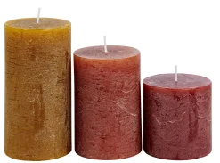 Rustic Velas Juego De 3 Verde, Crema, Morado Claro